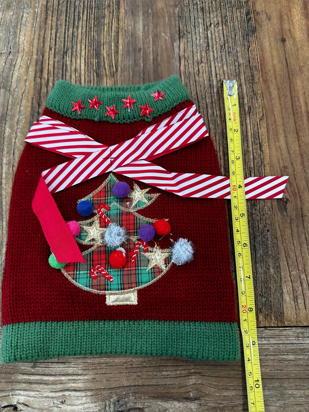 Festive Red and Green Knit Dog Sweater for Christmas - Picture 8 of 8